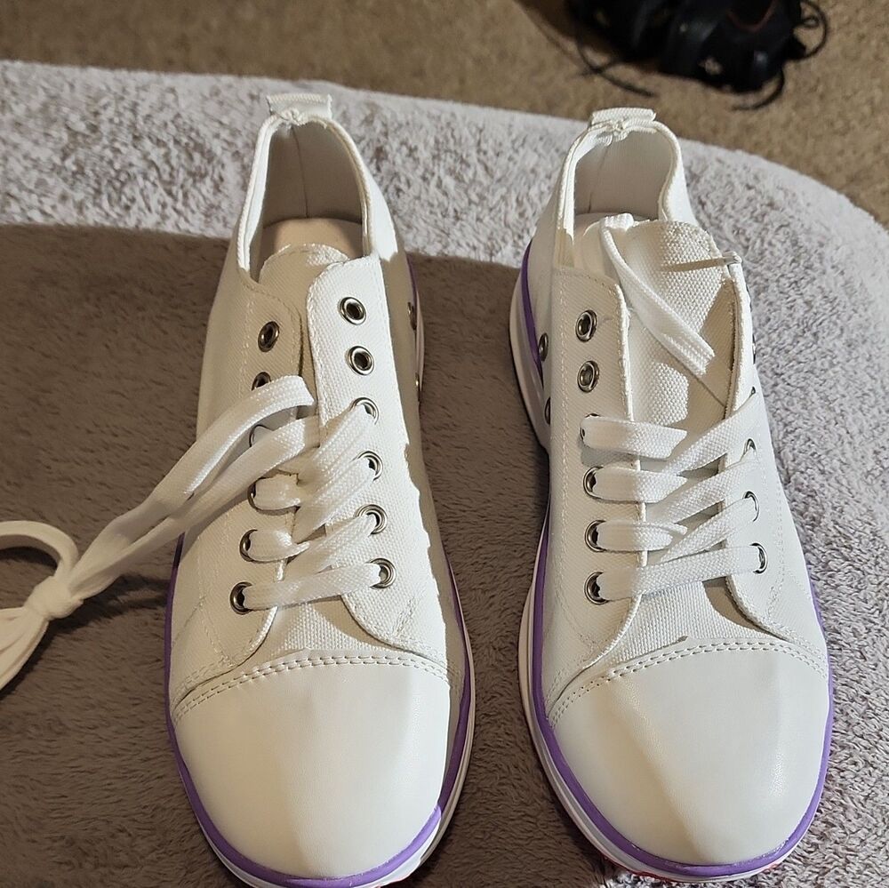 Blank White Canvas Shoes DIY Custom Art Sneakers Platform Lug Sole US 8.5